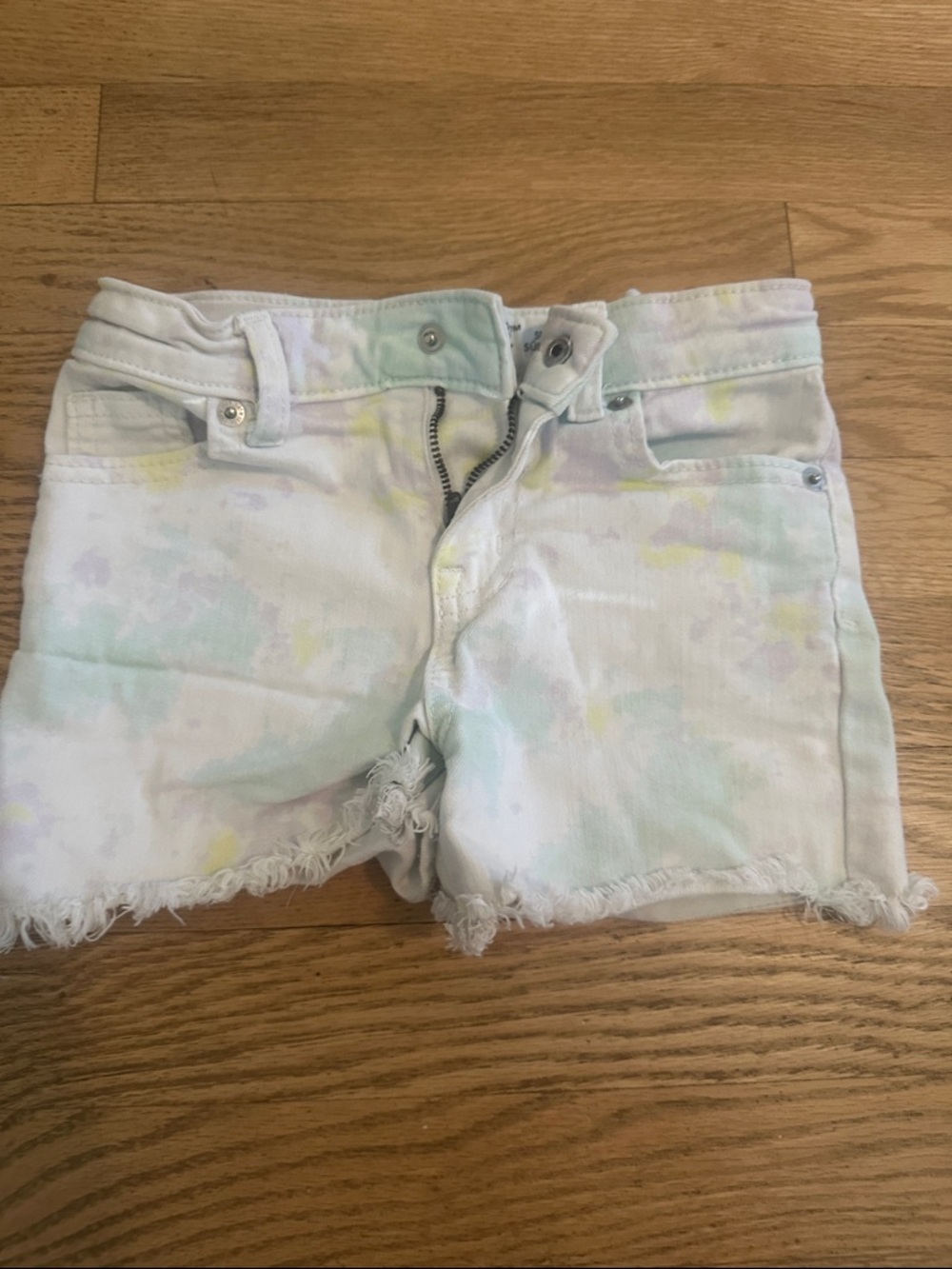 Cat & Jack Pastel Tie-Dye Frayed Hem Denim Shorts